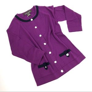 Coach Merino Wool Cardigan in Eggplant XS